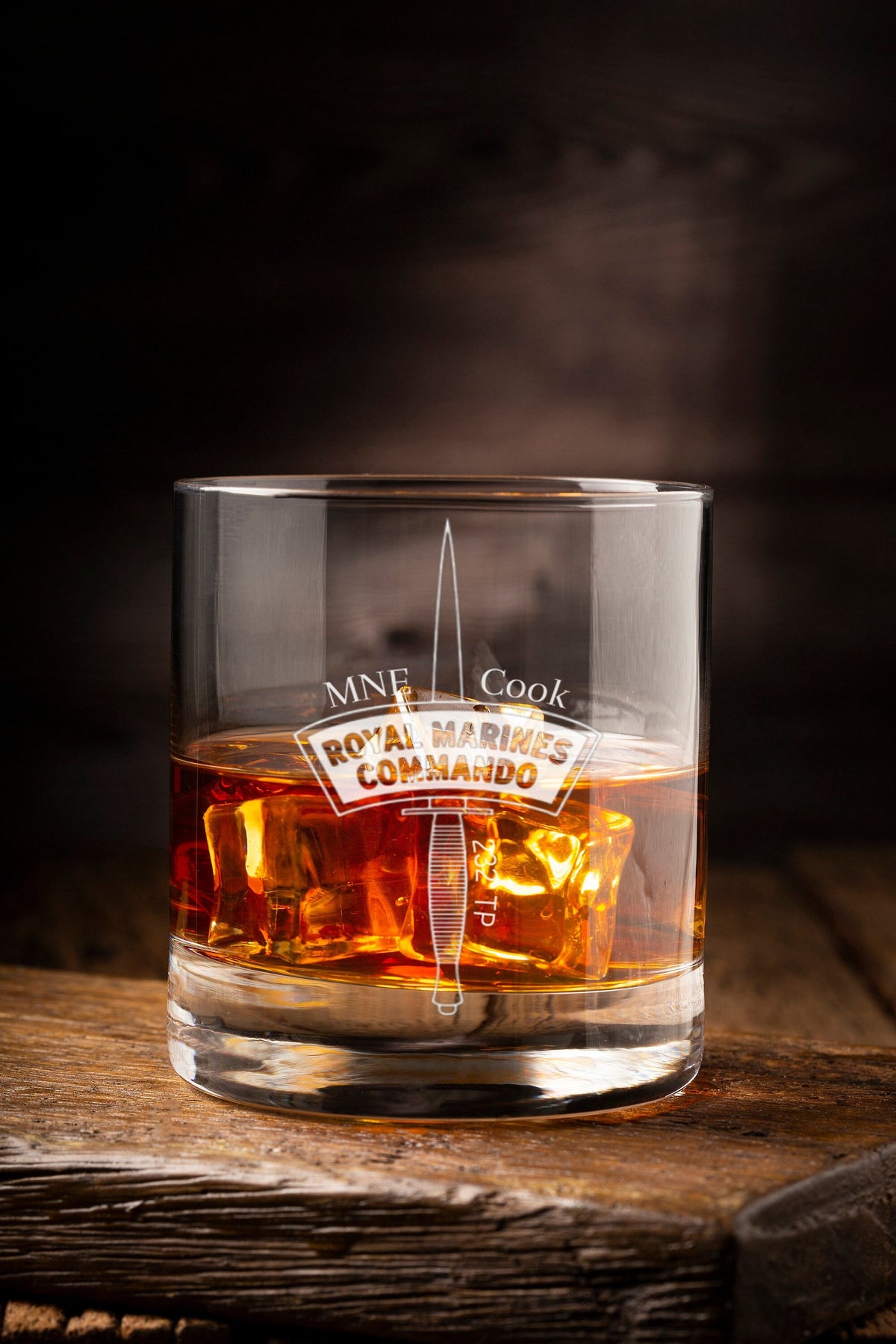 Royal Marines Engraved Whiskey Glass | Personalised With Name | Veteran Gifts | Veterans Personalised Gift | Special Keepsake