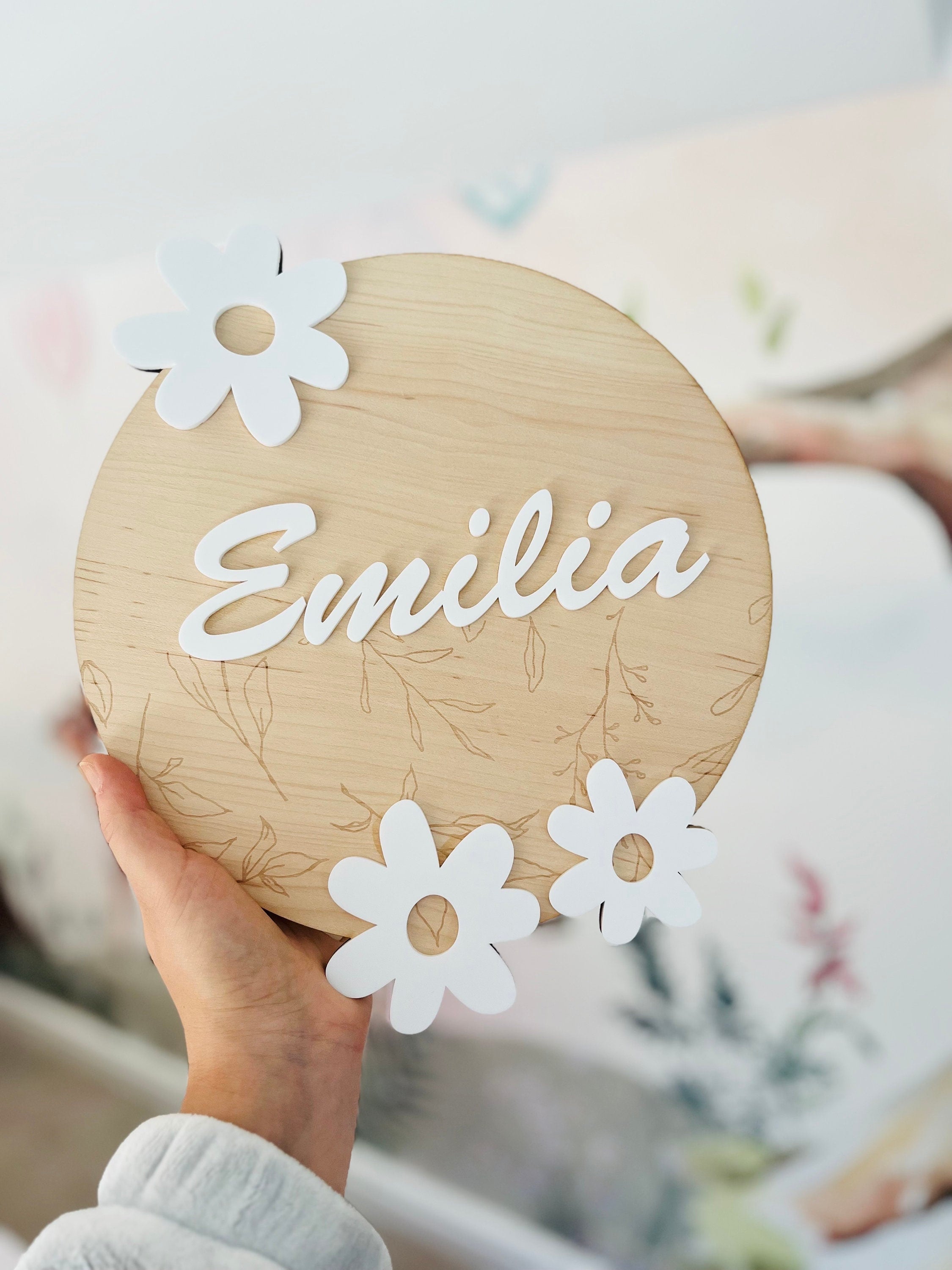 Personalised Daisy Wooden Wall or Door Sign