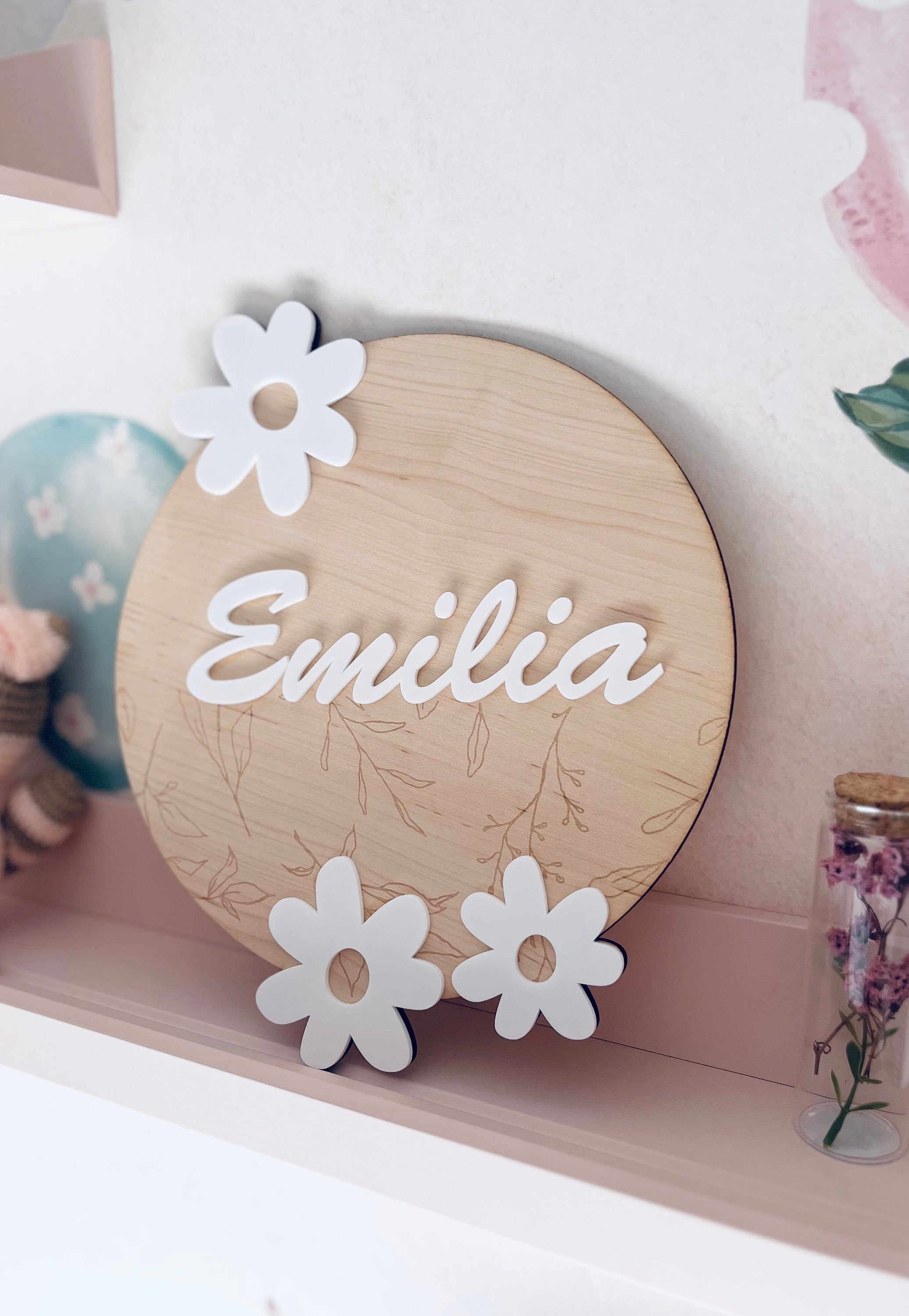 Personalised Daisy Wooden Wall or Door Sign