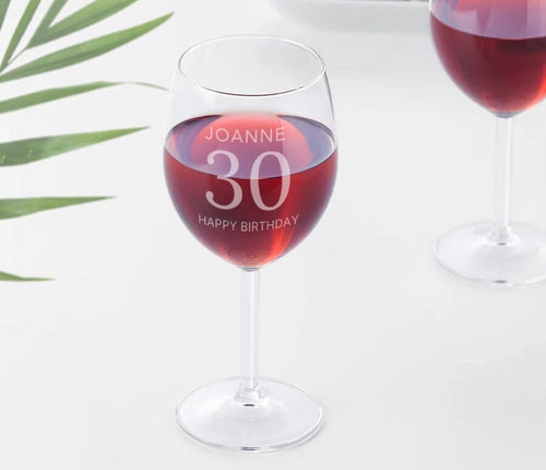 Personalised Engraved Birthday Wine Glass – Any Age Celebration Gift