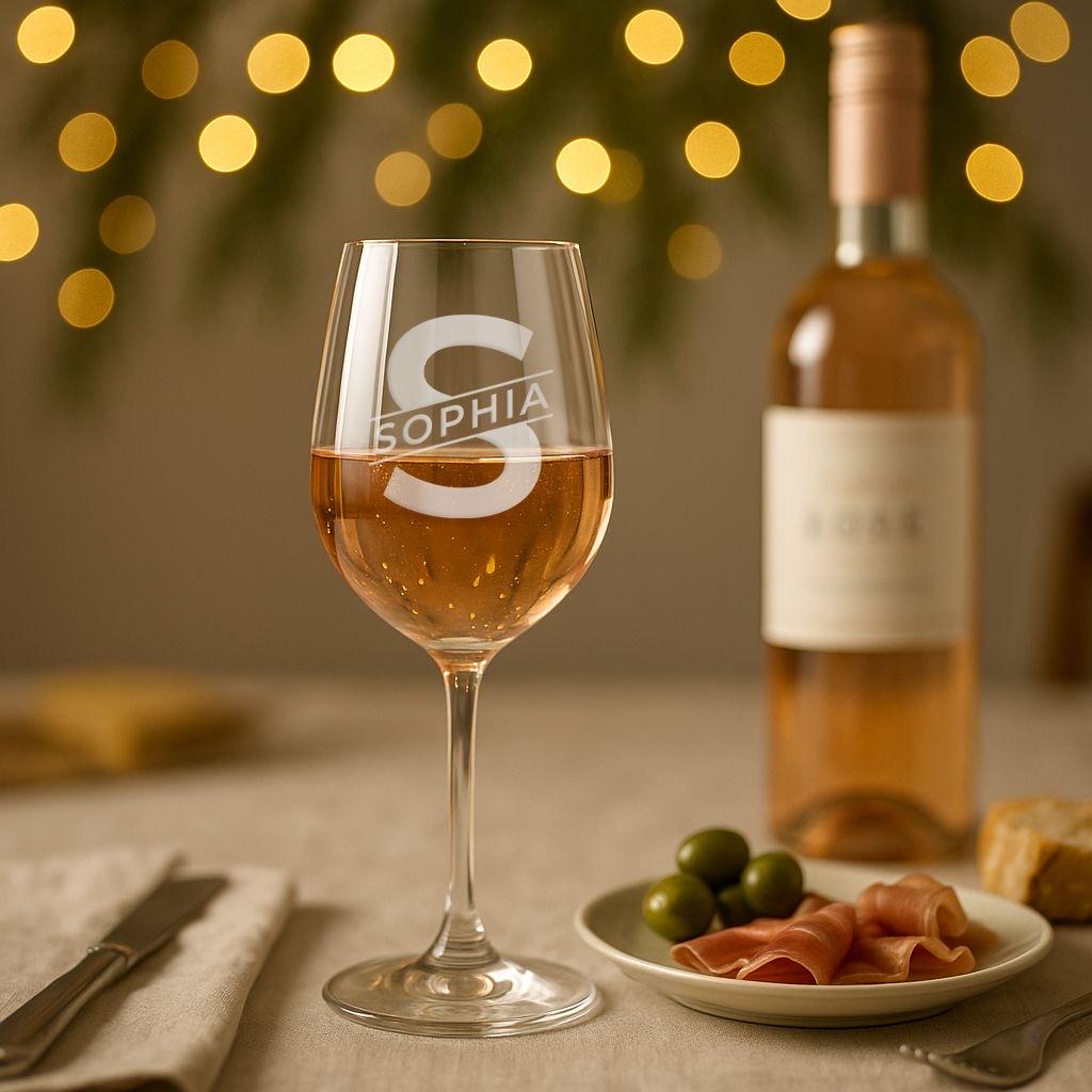 Initial Engraved Wine Glass, Personalised Glass For Birthday or Christmas