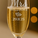Personalised Wedding Champagne Glass Flutes: Engaged Couples Prosecco Glass Keepsake