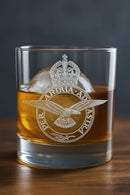 Royal Air Force/RAF Badge Engraved Whiskey Glass, Personalised Tumbler