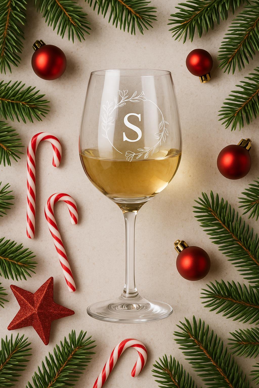 Initial Engraved Wine Glass, Personalised Glass For Birthday or Mothers Day Gifting