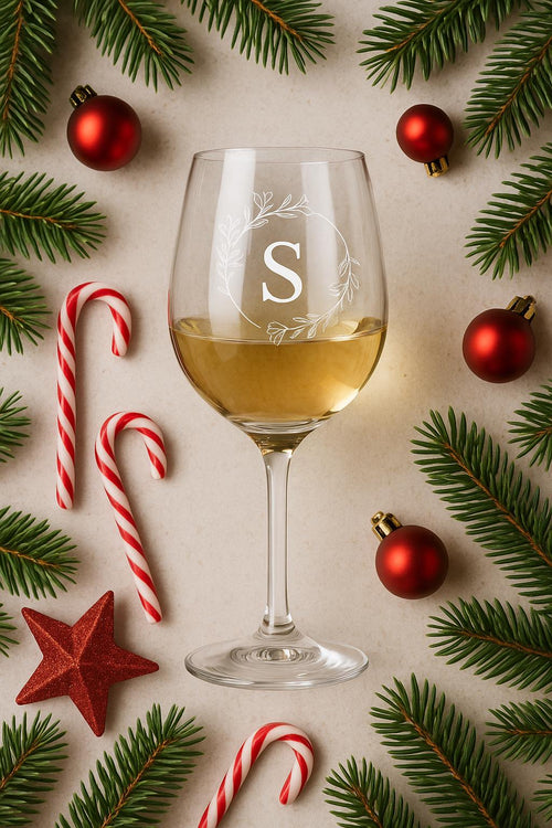 Initial Engraved Wine Glass, Personalised Glass For Birthday or Mothers Day Gifting