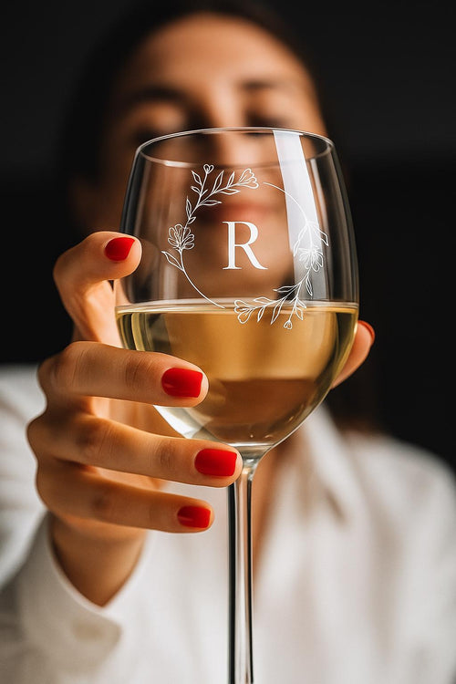 Engraved Wine Glass, Personalized Initial Gift