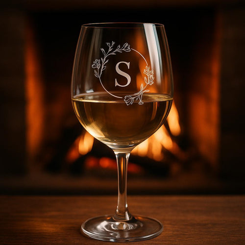 Engraved Wine Glass, Personalized Initial Gift