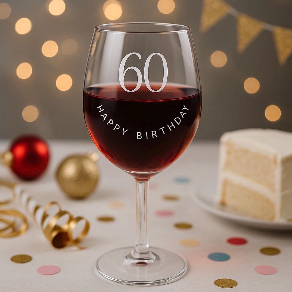 Engraved Wine Glass, 60th Birthday Gift, Personalized Glass