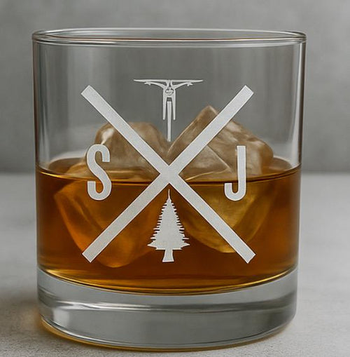 Engraved Mountain Bike Whiskey Glass, Personalized Gift