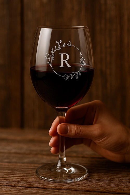 Engraved Wine Glass, Personalized Initial Gift