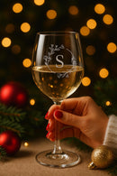 Engraved Wine Glass, Personalized Initial Gift
