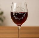 Personalised Floral Engraved Wine Glass, Custom Name Gift for Her