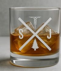 Engraved Mountain Bike Whiskey Glass, Personalized Gift