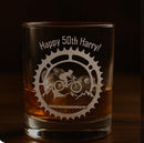 Engraved Whiskey Glass | Personalised Birthday Whiskey Glass Mountain Bike Design Gift | Mountain Bike Lover Gifts | Any Age Birthday Gift
