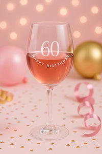 Engraved Wine Glass, 60th Birthday Gift, Personalized Glass