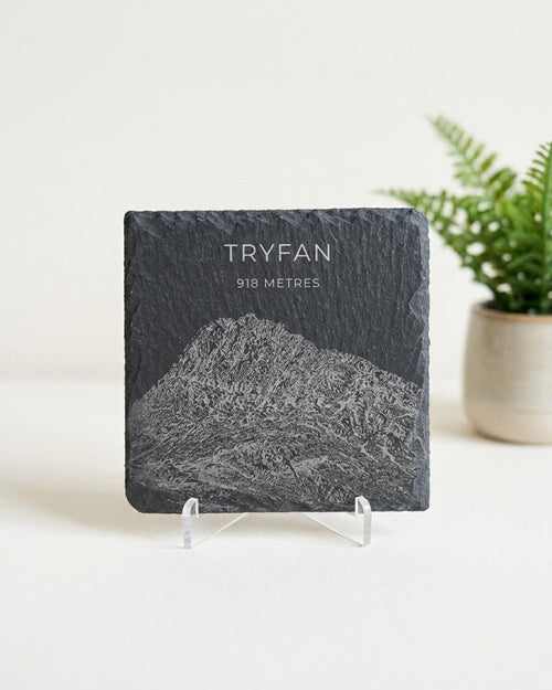 Tryfan Mountain Sketch Slate Coaster| Welsh Mountains| Snowdonia Souvenir| North Wales Coaster| Gifts for Him Her | Hiking Gifts