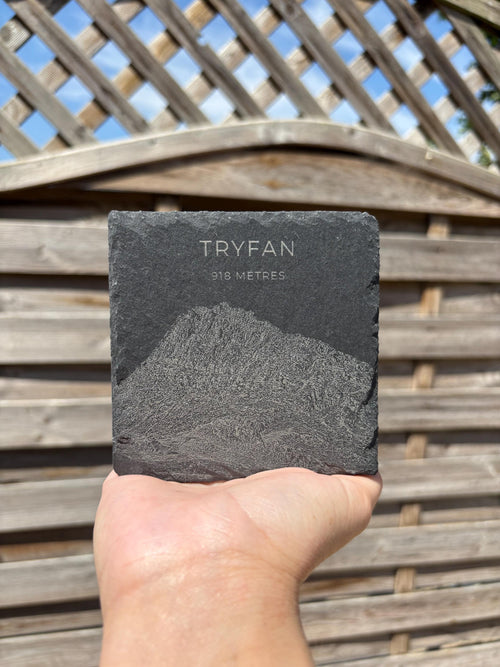 Tryfan Mountain Sketch Slate Coaster| Welsh Mountains| Snowdonia Souvenir| North Wales Coaster| Gifts for Him Her | Hiking Gifts