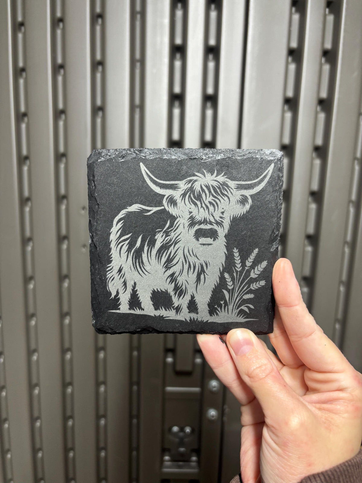 Highland Cow Slate Coaster set of 4| Engraved Heilan Coo Gift | Slate Coaster Decor | Highland Cow Gifts| Housewarming Gift | Gifts for Her