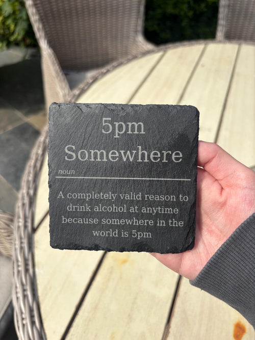 5pm Somewhere Definition Slate Coaster | Colleague | Funny Slate Coaster | Funny Gift | Teacher Gift | Christmas Gift