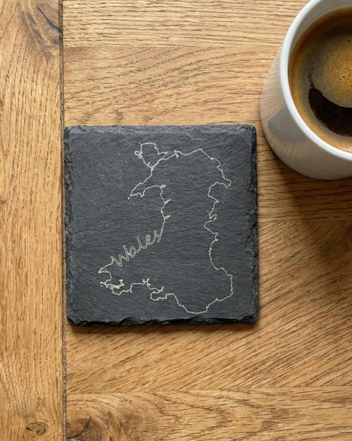 Welsh Map Slate Coaster | Welsh Souvenir | Wales Souvenir | Welsh Gift | Housewarming Gift | Gift for Welsh