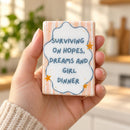Girl Dinner Ceramic Fridge Magnet | Surviving on Hopes and Dreams | Cute Pastel Kitchen Decor