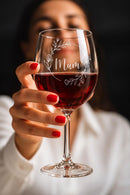 Engraved Wine Glass | Mum Wine Glass | Engraved Mum Wine Glass | Gift for Mum | Floral Design