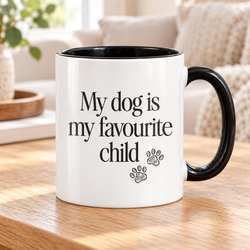 Dog Mum Mug | Dog Mum | Funny Dog Mug| My Dog Is My Favourite Child Mug | 11oz Mug | Pink or Black