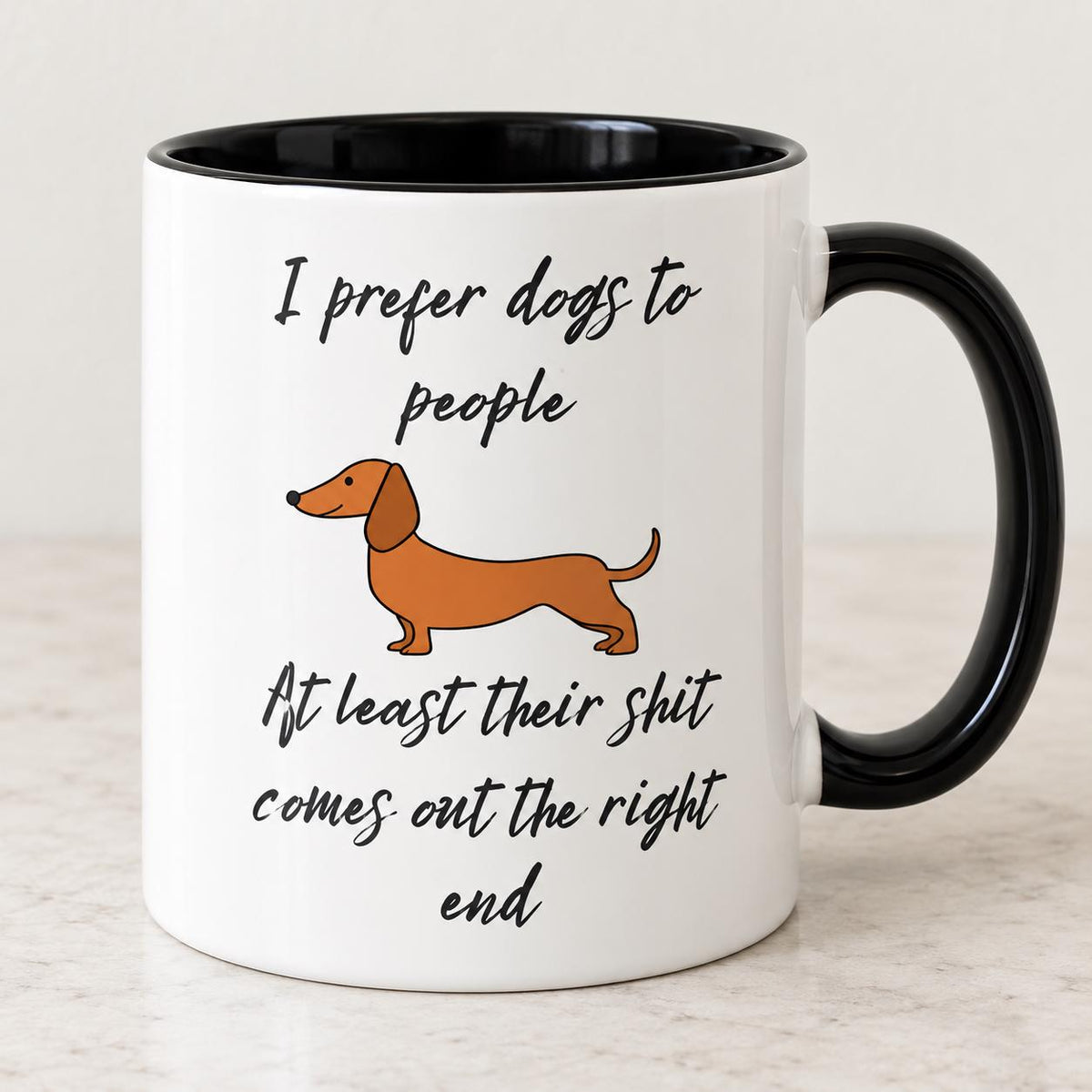 Funny Dachshund Mug | I Prefer Dogs to People | 11oz Mug | Dog Lover Gift