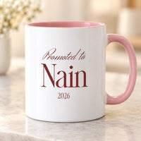 Promoted to Nain Nana Grandma Mug | Personalised Pregnancy Announcement Gift | First Time Nanny Nan Gift | Baby Reveal Gifts