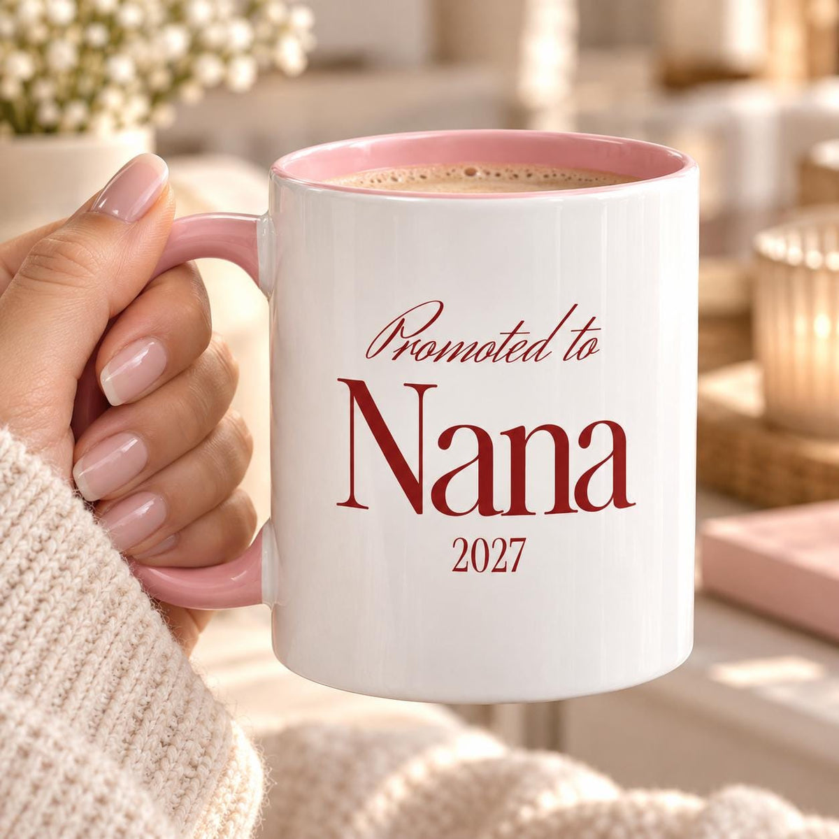 Promoted to Nain Nana Grandma Mug | Personalised Pregnancy Announcement Gift | First Time Nanny Nan Gift | Baby Reveal Gifts