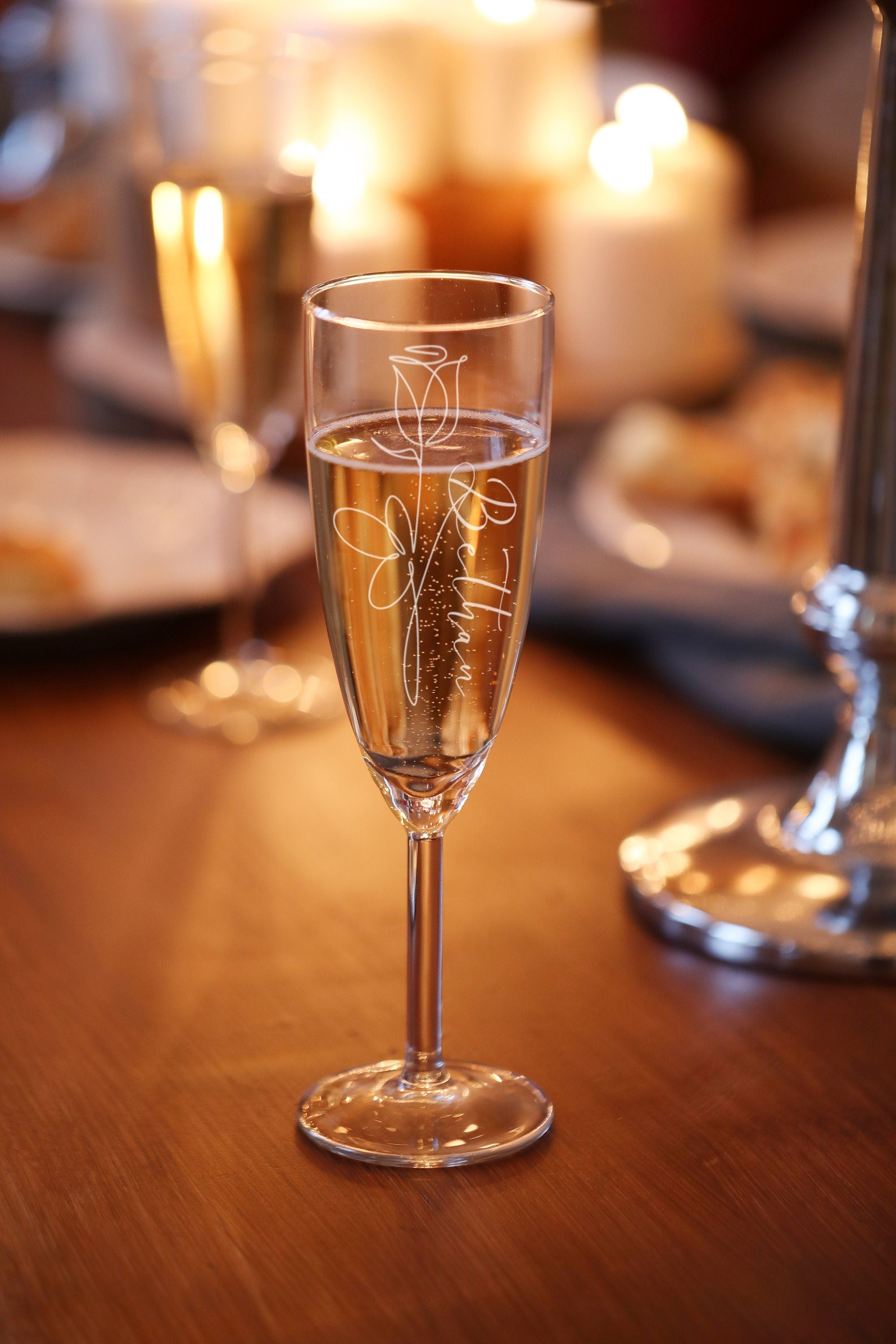 Engraved Champagne Glass, Prosecco Glass