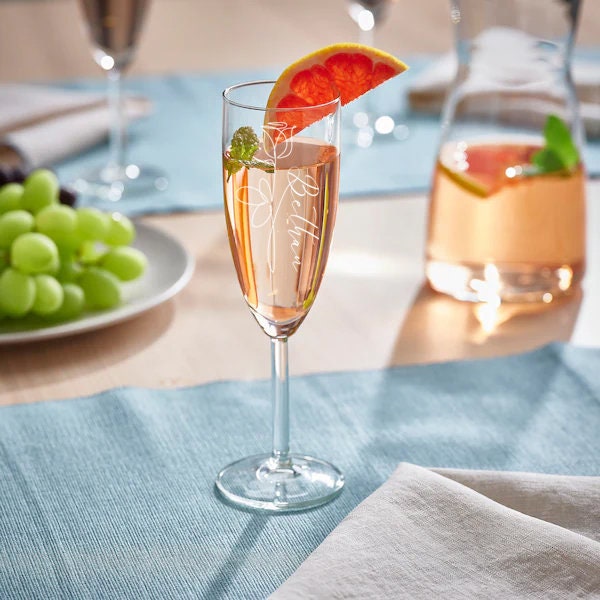 Engraved Champagne Glass, Prosecco Glass