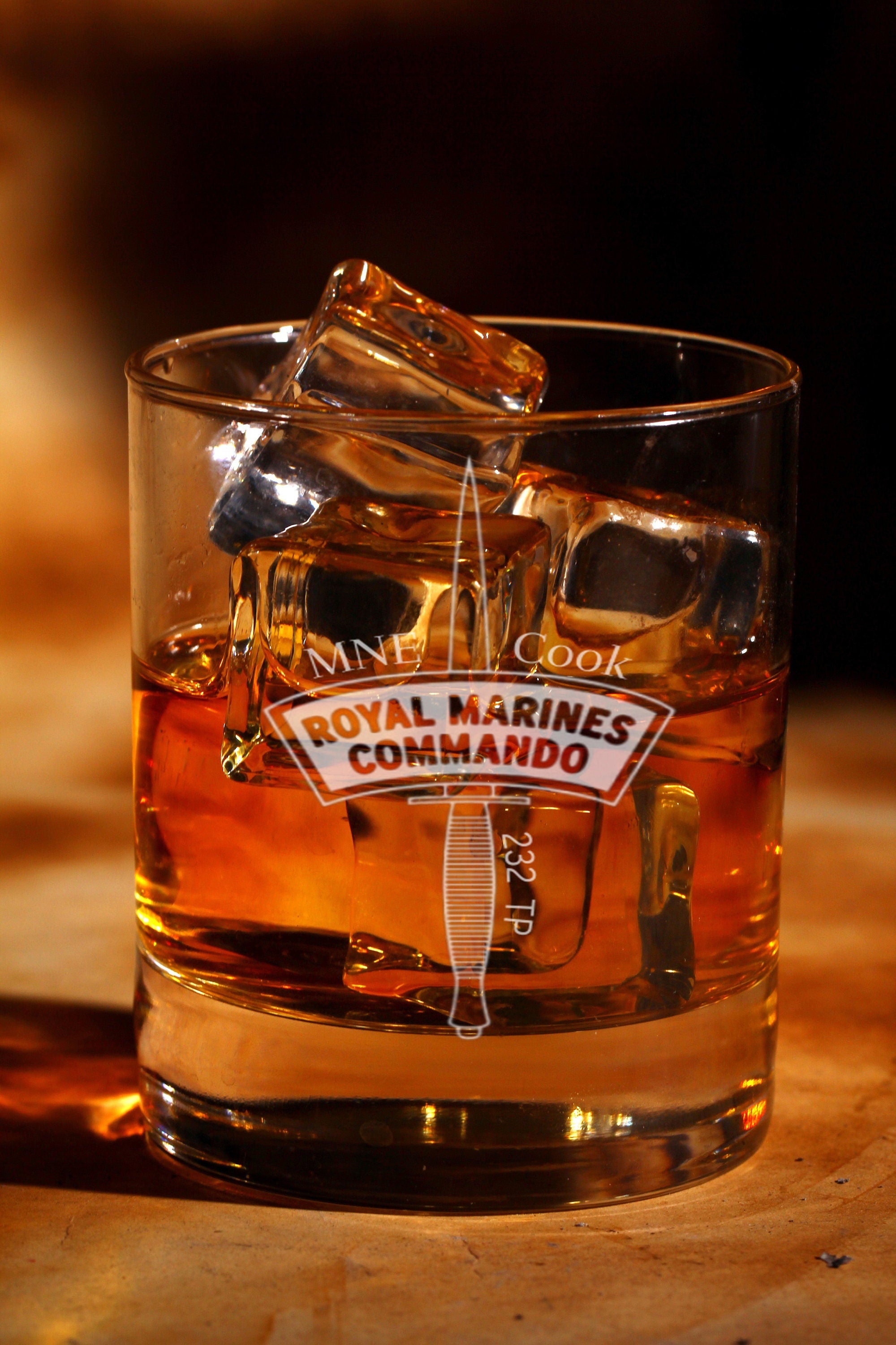 Royal Marines Engraved Whiskey Glass, Personalised Tumbler