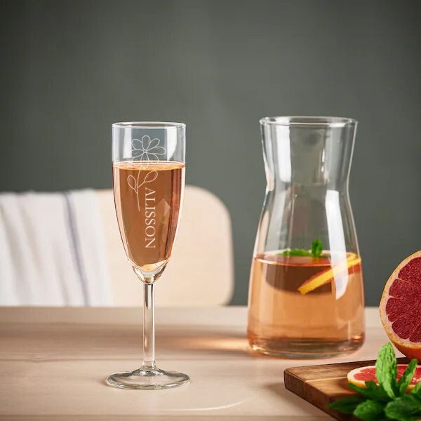 Prosecco Glass Engraved, Champagne Glass